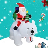 cheap Outdoor Christmas Lights-Christmas Santa Claus riding a shaking white bear LED strip light inflatable air model indoor and outdoor courtyard lawn party festive atmosphere decoration light EU/US/UK/AU Plug