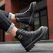 economico Stivali da lavoro-Per uomo Stivali Stivali da Lavoro Camminata Vintage Quotidiano PU Aumento Altezza Confortevole Stivali a Metà Polpaccio Allacciatura Tessuto almond Nero Giallo Autunno Inverno