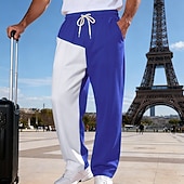 economico Gamba Dritta-Per uomo Pantaloni da tuta Pantaloni Pantaloni della tuta a gamba dritta Coulisse Tasca Elastico in vita Blocco di colori Comodità Sport all'Aperto Quotidiano Moda Casual Nero Rosso Micro-elastico