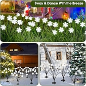 זול אורות נוף-2 יח' Lights 8-ראשיים סולאריים חיצוניים עמידים במים בצורת פתית שלג מנורת תלוית כובע украшение для сада וגן