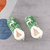 tanie Domowe kapcie-Damskie skarpetki podłogowe z wzorem gwiazdek, grube bawełniane pluszowe kapcie na zimę do domu lub do spania, ciepłe, wygodne, antypoślizgowe skarpetki do noszenia w domu