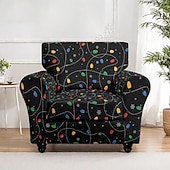 abordables Funda navideña-Fundas navideñas para sillones y sofás, confeccionadas en poliéster elástico teñido con hilo, con diseño de plantas, ideales para la decoración navideña del hogar.