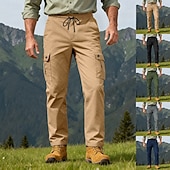 abordables Pantalons Cargo-Homme Pantalons Cargo Pantalons Multi-poches Taille élastique avec cordon de serrage Uni Portable Extérieur Quotidien Camping &amp; Randonnée Mode Classique Noir Vert Véronèse