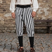 Недорогие Низ-Ретро Средневековый 17ый век Пиратские Штаны Пираты Рыцарь Викинг Крестоносец Ranger Кулиска В полоску Маскарадный костюм Муж. Пираты Хэллоуин Карнавал РИЖД Рен Фэйр Взрослые Брюки