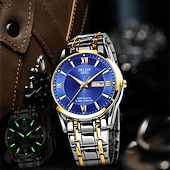 abordables Montres à quartz-La nouvelle montre pour hommes au cadran romain Deblve à la mode et tendance avec bracelet en alliage calendrier lumineux et affichage du jour. C'est un choix idéal pour une vie simple décontractée