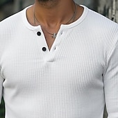 Χαμηλού Κόστους Πλεκτό μπλουζάκι με ραβδώσεις-Ανδρικά Μπλουζάκι Πλεκτό μπλουζάκι με ραβδώσεις Μπλουζάκι μπλουζάκι Μακρυμάνικο πουκάμισο Μακρυμάνικο Χένλι Άνοιξη Φθινόπωρο Χειμώνας Σκέτο Pit Strip Μοντέρνα Υψηλής Ποιότητας Βασικό Πλέξιμο