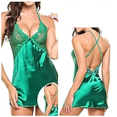 baratos Presentes-Camisola Babydoll Lingerie Vestido de Malha e Renda Roupa Noturna Fancy para Adultos Novo Ano Festa de Casa Presente de Dia dos Namorados para Ela