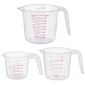 ieftine Pahare-Set de 3 căni de măsurat, include căni de măsurat lichide din plastic de 250 ml (1 cană), 500 ml (2 căni) și 1000 ml (4 căni) - pentru copt, gătit, amestecat &amp;căni de măsurat ustensile esențiale de