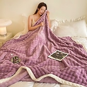 Недорогие Тонкие одеяла и пледы-пушистое одеяло из кроличьего флиса, всесезонный плед, утолщенное плюшевое одеяло из молочного бархата, мягкая теплая шаль для офиса, уютное одеяло для дивана