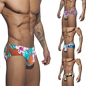  Férfi Úszótanga Fehérnemű Boxer fazonú fürdőnadrágok Virágos Rugalmas Légáteresztő Alsók Szörfözés Bikini Búvárkodás Nyár