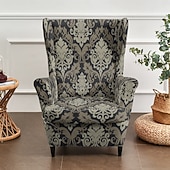 abordables Funda para silla con respaldo-Fundas para sillones orejeros con estampados florales, a rayas y geométricos, de poliéster elástico, protectores decorativos para muebles.