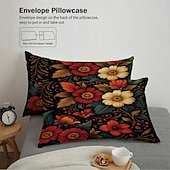 Χαμηλού Κόστους Σετ παπλωματοθήκης-Σετ παπλωματοθήκης 3 τεμαχίων με ρετρό τρισδιάστατη εκτύπωση λουλουδιών από πούπουλα για κρεβάτι queen size, μαλακό κοντό βελούδινο κάλυμμα παπλώματος με 2 μαξιλαροθήκες - κλινοσκεπάσματα υπνοδωματίου