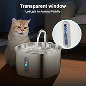 お買い得  クリーニング用品-2.2l/74オンスの猫用自動給水器、ステンレススチール、USB電源、超静音動作、窓付き、猫や小型犬に最適、家庭/オフィスの装飾に最適なモダンなメタリックデザイン