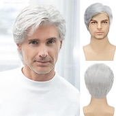 cheap Mens Wigs-Men's Black Wigs Short Wigs Natural Looking Heat Resistant Synthetic Hair with Adjustable Cap Black 180g
