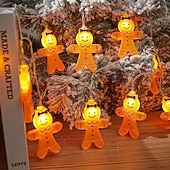 billiga Semestersträngljus-Jul pepparkaksgubbe pojke och flicka semester ljusslinga 6M-40Leds inomhus trappa vägg sovrum partyns atmosfärdekoration ljusprops AAA batteribox USB