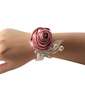 billiga Bröllopsbuketter-Bröllop handled blommor Handleds Corsage Bröllop / Fest Satin / Metall Blomstil