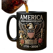 baratos Canecas &amp; Chávenas-Caneca comemorativa do 250º aniversário dos EUA, caneca de cerâmica de 11 onças para café comemora o 250º aniversário dos Estados Unidos, a águia e a bandeira simbolizam o decorador patriótico,