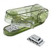 levne Domácí spotřební materiál-Průsvitná otočná sešívačka s otočným ramenem a 400 sponkami, stolní sešívačka s otočným ramenem o 360 stupňů pro vazbu brožur nebo knih, kapacita 25 listů pro psací stůl, kancelářské potřeby pro