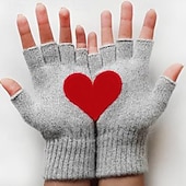 cheap Gloves-Women's 1 Pair Half Finger / Knitted Gloves Streetwear / Outdoor Gloves - Heart Print