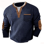 Herren Waffel-T-Shirt Waffel-Henley-Hemd Langarm Henley Herbst Frühling & Herbst Einfarbig Mode Basic Henley Falscher Zweiteiler Urlaub Heim Büro Schwarz Grau Marineblau Top T-Shirt für Herren preiswerte Lässiges Henley-T-Shirt-Herren Waffel-T-Shirt Waffel-Henley-Hemd Langarm Henley Herbst Frühling & Herbst Einfarbig Mode Basic Henley Falscher Zweiteiler Urlaub Heim Büro Schwarz Grau Marineblau Top T-Shirt für Herren