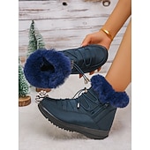 preiswerte Damenstiefel-wasserdichte Schneestiefel für Damen mit Kunstfellfutter – Winterstiefel zum Schnüren mit Reißverschluss und verstellbaren Schnürsenkeln, in mehreren Farben erhältlich