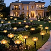 abordables Éclairage au sol-Lot de 10 ou 20 lampes solaires LED en forme de tournesol pour cour, rue, paysage, ambiance, éclairage de chemin, pelouse, enterrées, 1 pièce