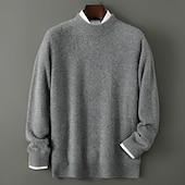 preiswerte Wollpullover für Herren-Hochwertiger Herrenpullover aus reiner Wolle und Kaschmir mit Rundhalsausschnitt, klassischer Strickpullover, weich, warm und atmungsaktiv.