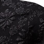 baratos Camisas casuais inteligentes masculinas-Homens Camisa Social Camisa casual camisa de botão Preto Branco Manga Longa Floral Tecido Lapela Férias Casual Jacquard Roupa Moda Chique &amp; Moderno Casual Informal mas elegante