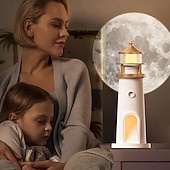 cheap Room Decor Lights-Moon Lamp Projection Lighthouse Lamps Night Light Remote Control Bluetooth Music Motion Ambient Lights Xmas Birthday Valentine's Day Gift