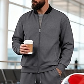 baratos Jaquetas Casuais-Homens jaqueta leve Jaqueta casual Férias Diário Respirável Bolsos Primavera Outono Bloco de cor Moda Clássico Colarinho Chinês Padrão Preto Amarelo Vermelho Azul Marinha Azul Royal Casaco
