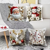 Недорогие рождественское постельное белье-Рождественская наволочка с рисунком елки, оленя, снеговика, декоративная наволочка для дивана, гостиной, спальни, декор для дома и праздника