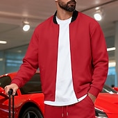 baratos Jaquetas Casuais-Homens jaqueta leve Jaqueta casual Férias Diário Respirável Bolsos Primavera Outono Bloco de cor Moda Clássico Colarinho Chinês Padrão Preto Amarelo Vermelho Azul Marinha Azul Royal Casaco