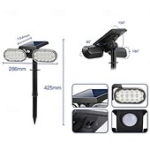 cheap Ground Lights-Solar Lights Outdoor PIR Motion 1 Pack, Solar Floodlight, Stay On or Motion Sensor Mode, Dusk to Dawn Security Light, Landscape Spotlights for Garage Fence Driveway Solar Powered