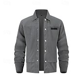 economico Giubbotti Casual-Per uomo Giacca Leggera Giacca in Velluto a Coste Giacca Cargo Giacca Casual Vacanza Quotidiano Traspirante Tasca Primavera Autunno Semplice Moda Classico Bavero Regolare Nero Cachi Grigio Giacca