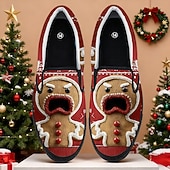  Sapatos masculinos estilo biscoito de gengibre natalino – design festivo em 3D, divertido e confortável, ótimo para festas de fim de ano e eventos de Natal