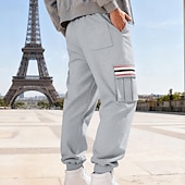 economico Carico-Per uomo Pantaloni da tuta Pantaloni in Pile Joggers Pantaloni Pantaloni invernali Coulisse Tasca Elastico in vita Patchwork Comodità Caldo Sport all'Aperto Quotidiano Moda Casual Nero Bianco