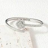 رخيصةأون غوايش-كريستال فينتاج كلاسيكي شكل زهرة عتيق موضة شائع حجر الراين مجوهرات سوار فضي / ذهبي من أجل زفاف مناسب للحفلات خطوبة حفلة تخرج / حفلة موسيقية / حفلة رقص