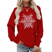 halpa Huppari &amp; Collegepaita-joulu Naisten Pusero Vapaa-ajan topit Pitkähihainen Topit Urheilu- ja treenivaatteet Kuvitettu Puuvilla Pehmeä Juhla Loma Urheiluasut Urheiluvaatteet Musta Valkoinen Keltainen