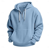 abordables sweats à capuche basiques pour hommes-Homme Sweat à capuche Sweat à capuche gaufré Sweat à capuche quart zippé Blanche Vert Claire Vert Véronèse Rouge bleu marine À capuche Uni Poche kangourou Texturé Sport &amp; Loisir Occasionnel Quotidien