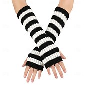 cheap Gloves-Women's 1 Pair Half Finger / Knitted Gloves Streetwear / Outdoor Gloves - Striped Print