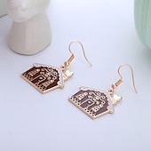 economico Anelli da donna-orecchini a forma di casa di pan di zenzero – graziosi orecchini natalizi con design dorato e marrone per donna