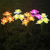 cheap Ground Lights-Solar Lights, 3-Head-Daffodil Flower Solar Lights, Landscape Lights, LED Outdoor Solar Powered Garden Lights, Waterproof Flower Lights, Landscape Stake Light for Yard, Pathway, Patio Decor