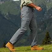 abordables Pantalons Cargo-Homme Pantalons Cargo Pantalons Multi-poches Taille élastique avec cordon de serrage Uni Portable Extérieur Quotidien Camping &amp; Randonnée Mode Classique Noir Vert Véronèse
