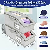 abordables Rangement et organisation-Boîte de rangement pour chapeaux avec couvercle et fenêtre transparente, bac de rangement pliable empilable avec fermeture éclair, conteneur à chapeaux multifonctionnel anti-poussière pour placard et