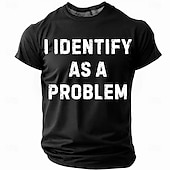  T-Shirt Grafica Divertente e Sarcastica da Uomo 'Mi Identifico Come un Problema' a Maniche Corte