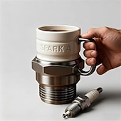 cheap Mugs &amp; Cups-Spark Plug Mug, 12oz Novelty Funny Tea Cup with Engine Sparks Plugs Design and Heat-Insulated Handle, Unique Gift for Mechanics, Engineers, Gearheads &amp; Car Enthusiasts