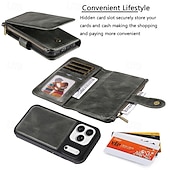 Недорогие Чехлы для iPhone-телефон Кейс для Назначение iPhone 17 Pro Max 17 Air Кошелек для карт Откидная крышка Магнитный Откидная подножка Разъем для карты Ретро ТПУ Кожа PU