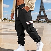 economico Carico-Per uomo Pantaloni da tuta Pantaloni in Pile Joggers Pantaloni Pantaloni invernali Coulisse Tasca Elastico in vita Patchwork Comodità Caldo Sport all'Aperto Quotidiano Moda Casual Nero Bianco