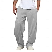 זול רגל ישרה-בגדי ריקוד גברים מכנסי טרנינג מכנסי טרנינג עם רגליים רחבות מכנסיים מכנסיים רחבים מכנסי טרנינג פתוחים שרוך אלסטית מותניים רגל ישרה אחיד נושם באורך מלא ספורט חוץ קזו&#039;אל יומי אופנתי סגנון רחוב שחור לבן