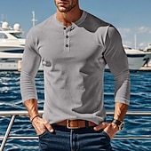 Χαμηλού Κόστους Κοντομάνικες μπλούζες από κορντούρα-Ανδρικά Μπλουζάκι Κοτλέ πουκάμισο Μπλουζάκι μπλουζάκι Μακρυμάνικο Σκέτο Pit Strip Μονόχρωμη Μοντέρνα Υψηλής Ποιότητας Βασικό Κουμπί επάνω Ζεστό Χένλι Causal Διακοπές Δρόμος Άνοιξη Φθινόπωρο Χειμώνας